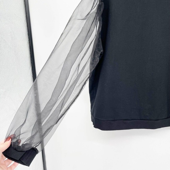 Asos Influence Sweater Size 18 Black Organza‎ Long Puff Sleeve Pullover Cotton - Picture 5 of 11